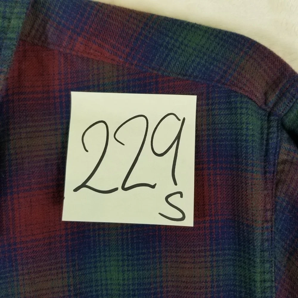 Levi's Flannel Shirt Mens XL Burgundy Green Plaid Relaxed Fit Cotton Button Down